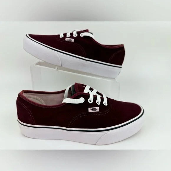 Vans Off The Wall Suede Burgundy Sneakers, Unisex Size Men's 8.0 / Women's 9.5 - Picture 3 of 15